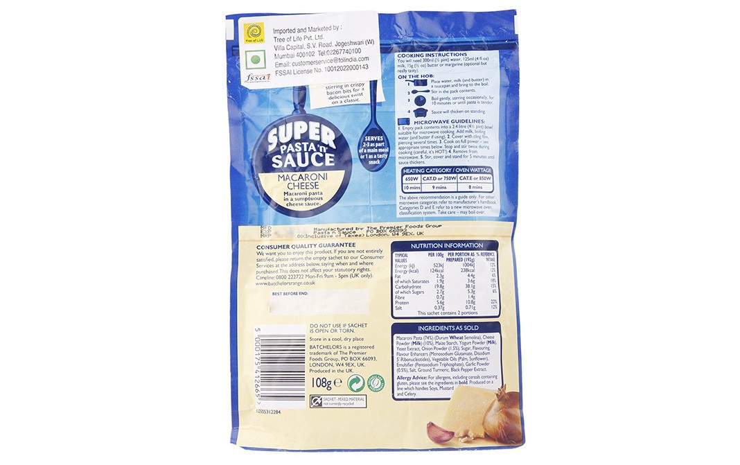 Batchelors Super Pasta 'n' Sauce Macaroni Cheese   Pack  108 grams